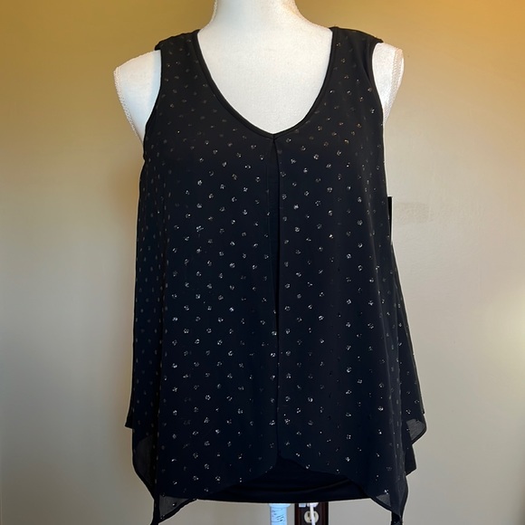 AGB black blouse with sparkly polka dots. Size medium.  NWT - Picture 1 of 6